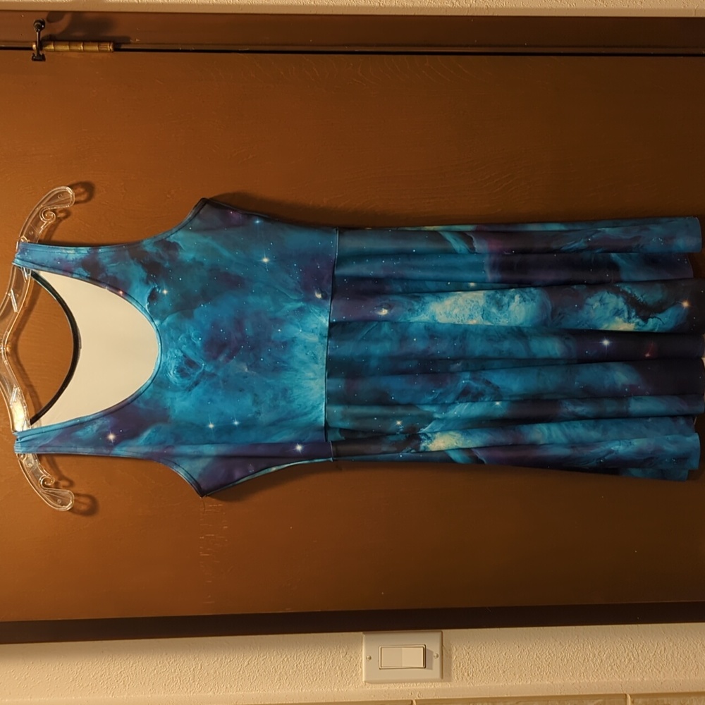 Galaxy teal skater dress